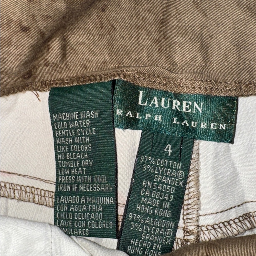 Vintage Lauren Ralph Lauren Pants Womens 4 Tan Equestrian Polo Club Oxford Print - Picture 4 of 10